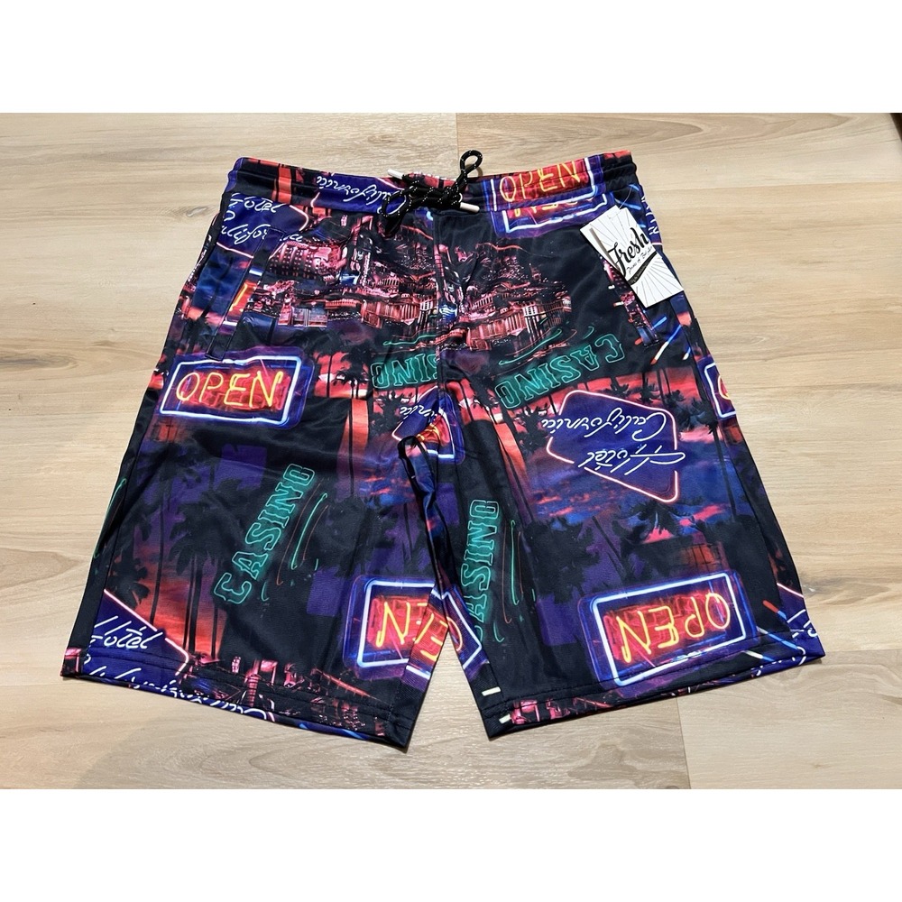 NWT Fresh Prints Drill Clothing Shorts Neon‎ Signs Hotel California Size Medium